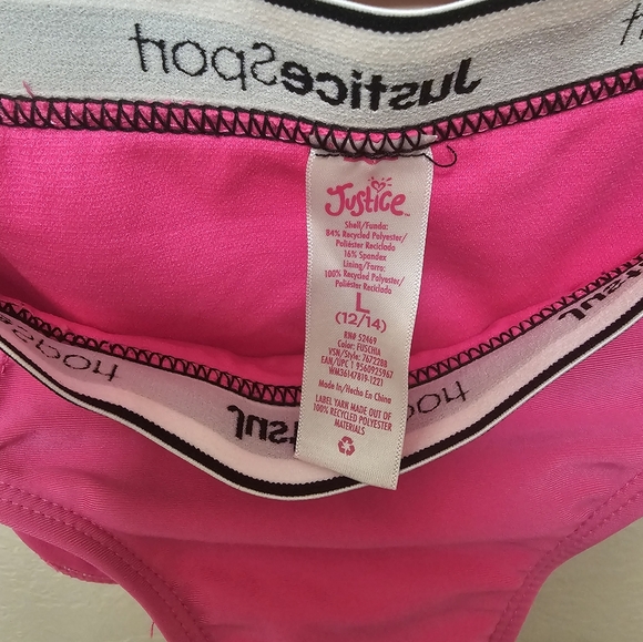 Justice Pink Bikini Set with Sporty Black‎ Trim size L (12-14) - Picture 7 of 10